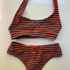 Frankie’s Bikinis Sunset Stripe Set - Phoebe Top & Claire Bottom Size SMALL
